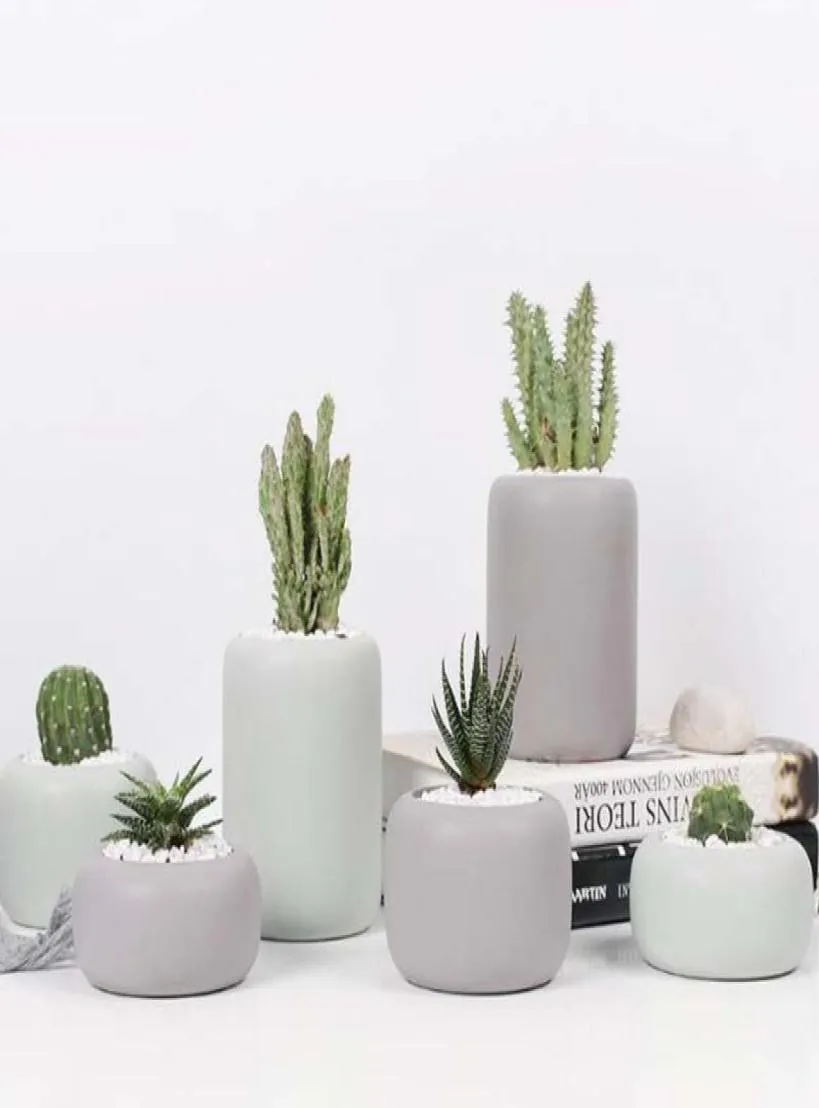 Cylindrical Ceramic Planters Set 3pcs Matt Porcelain Flowerpot Mini Geometric Succulent Plant Pots Flower Pot Bonsai Planters8224730