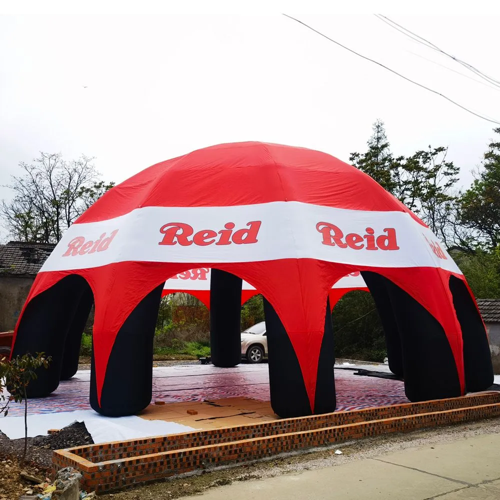 12m dia (40 pés) com soprador grande tenda de aranha inflável de iglu, feira de feira de feira de tecido de tecido de malha de ar personalizada tendas de tendas de gazebos