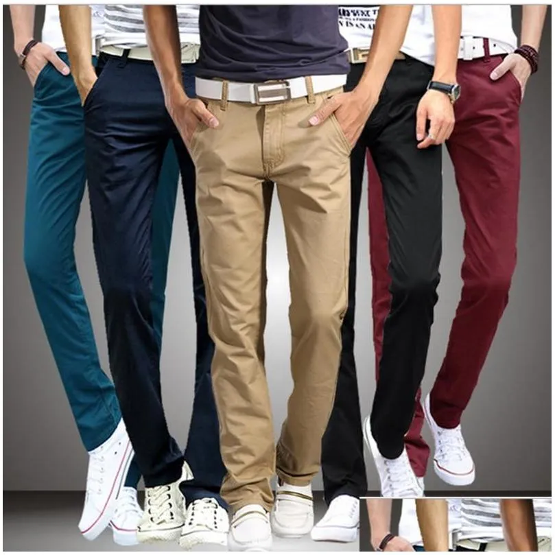 Pantalon pour hommes printemps automne décontracté hommes coton slim chinos pantalon de mode masculine de marque masculine plus taille 8 livraison de gouttes de couleur ap dh8oq