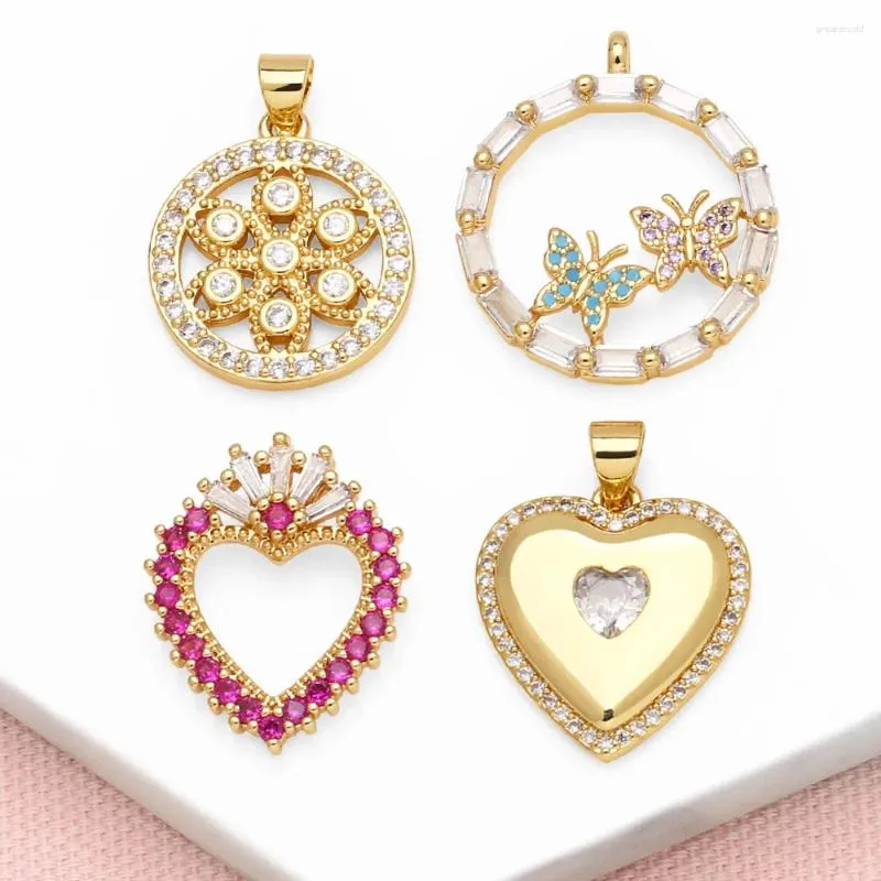 Colliers pendants ocesrio fuchsia Crystal Heart for Copper Gold plaqué papillon cz bijoux de fabrication de bijoux PDTB554
