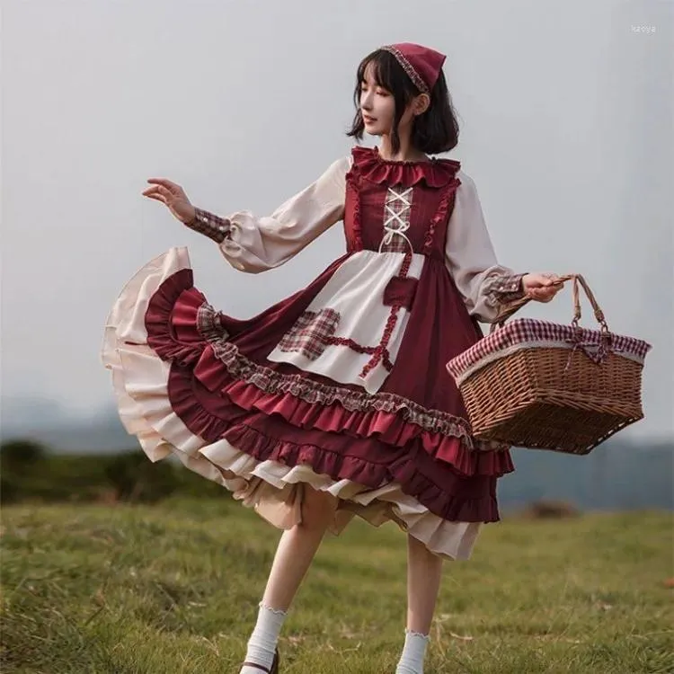 Japanese Kawaii Lolita Op Ruffles Red Ranch Dress N For Women Y2K E Girl Long Sleeve Hoodie Cloak Two Piece Set For Spring And Autumn Work From Kaoya 36.57 DHgate.Com