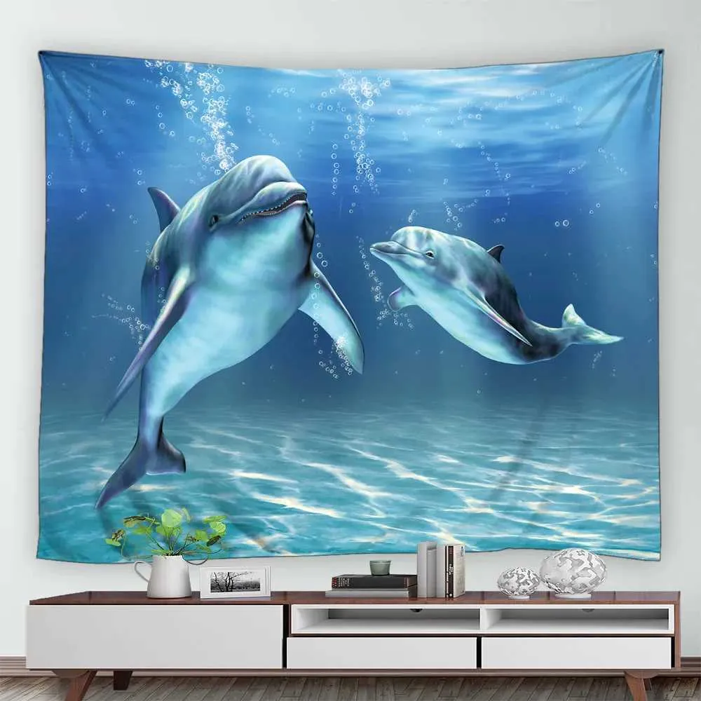 Wandteppiche Tropical Marine Life Unterwasser Landschaft Muster Wandteppich Home Schlafzimmer Wohnzimmer Wanddekoration Hintergrund Tuch