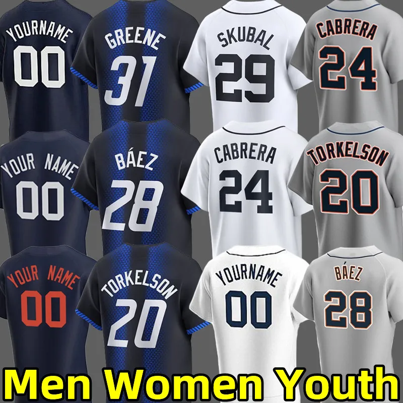 2024 City Connect Baseball Jerseys Miguel Cabrera Tigers Javier Baez Tarik Skubal Spencer Torkelson Riley Greene Akil Baddoo Parker Meadows Maeda Kenta Jersey