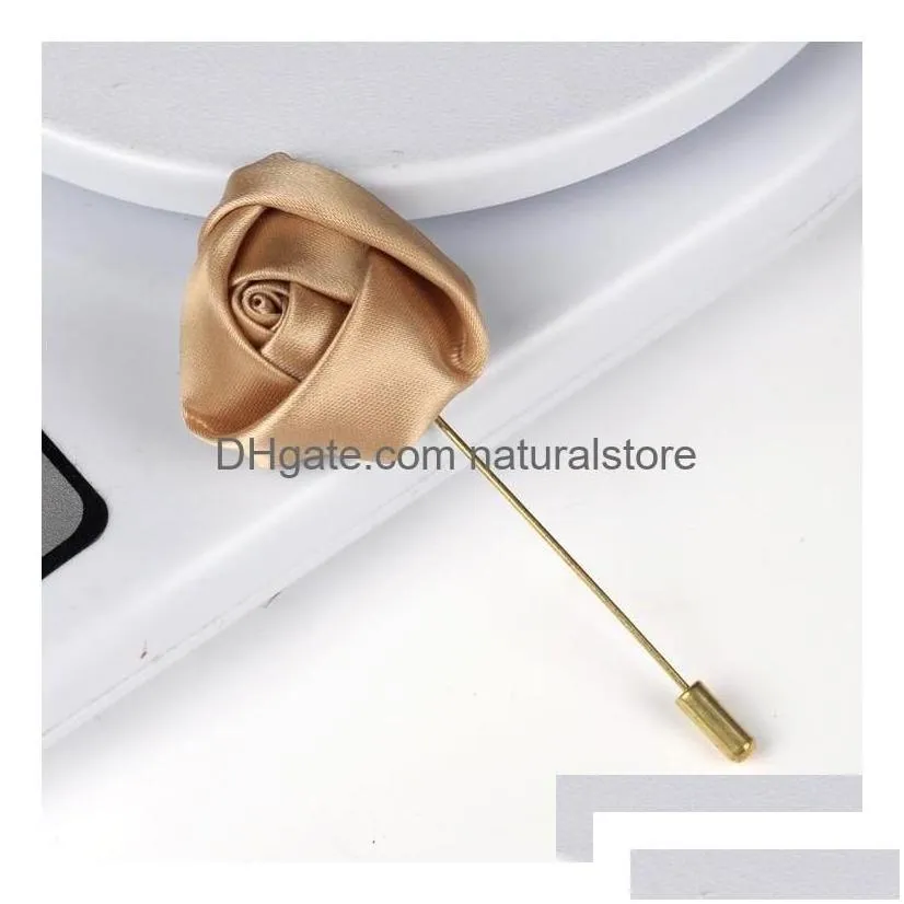 Pins Brooches Pins Brooches Mens Lapel Handmade Rose Flower Boutonniere Stick For Man Suits Jewelry Accessories Drop Delivery Jewelr Dh456