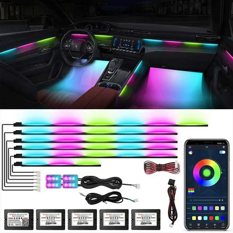 68-Color RGB Car Interior Ambient Lights: Universal LED Strip, Symphony ...