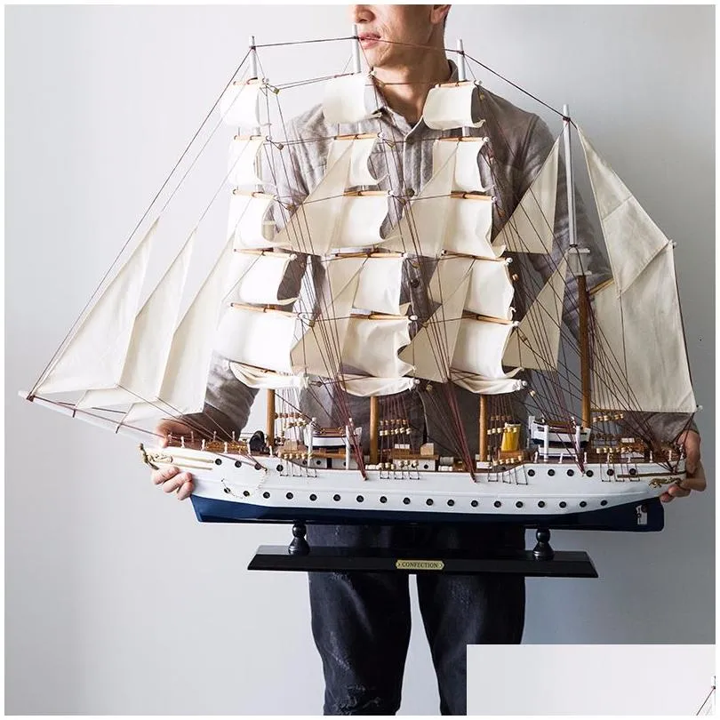 装飾的なオブジェクト図形の木材船モデル装飾リビングルームクラフトモダンホームデコレーション海賊ワインキャビネットオフィスバースドdho4b