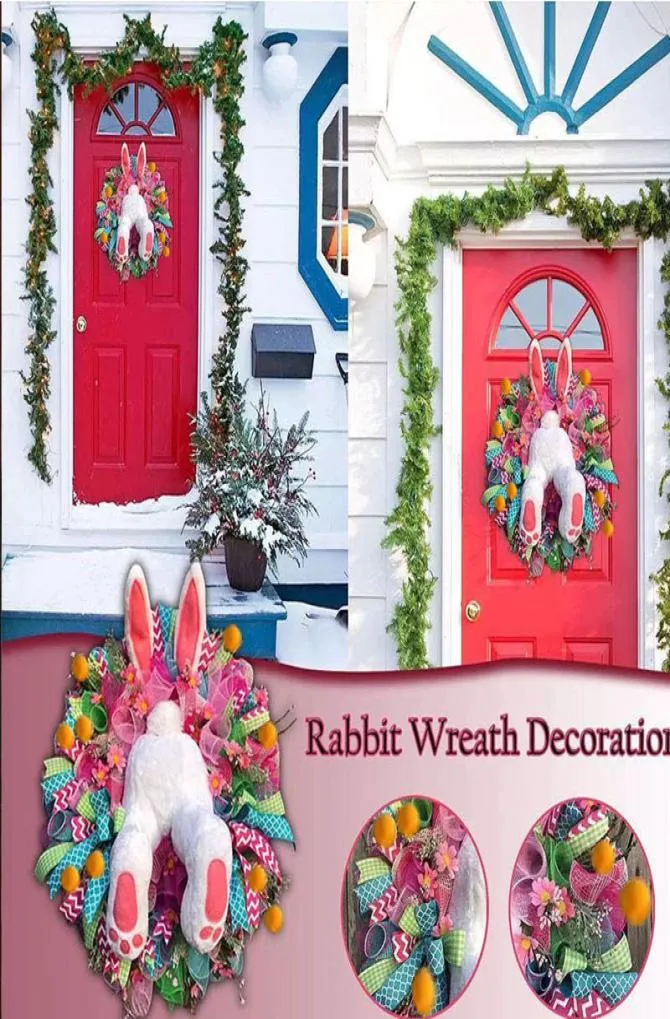 Party New Easter Rabbit Decoration Wreath Festival Theme Decoration Pendant Wreath Props Site Cloth9462768