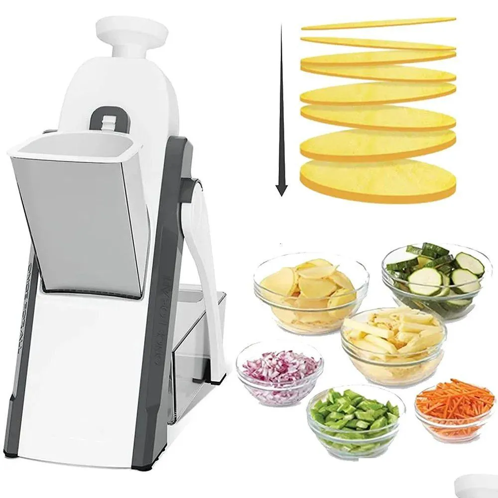 Fruit Vegetable gereedschap Handleiding Knipper 5 In 1 Food Chopper Aardappel Slijpliceur Frietjes Shredderers Maker Peelers Kitchen Accessoires Too Dhtcz