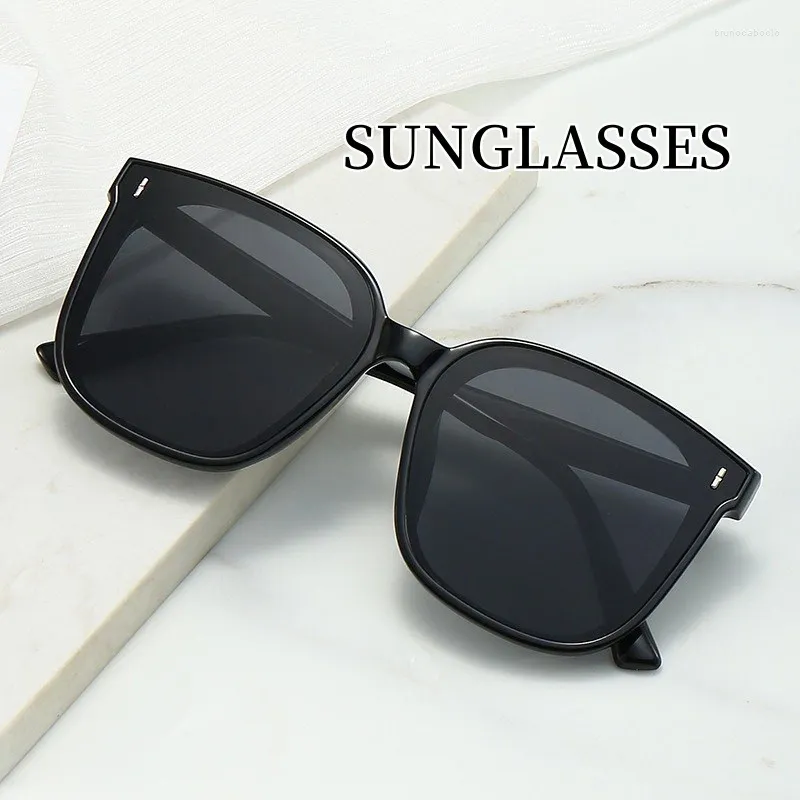 Óculos de sol luxuosos de alta definição polarizados quadro de tamanho grande uv400 tons óculos de moda de moda vintage de sol vintage para mulheres