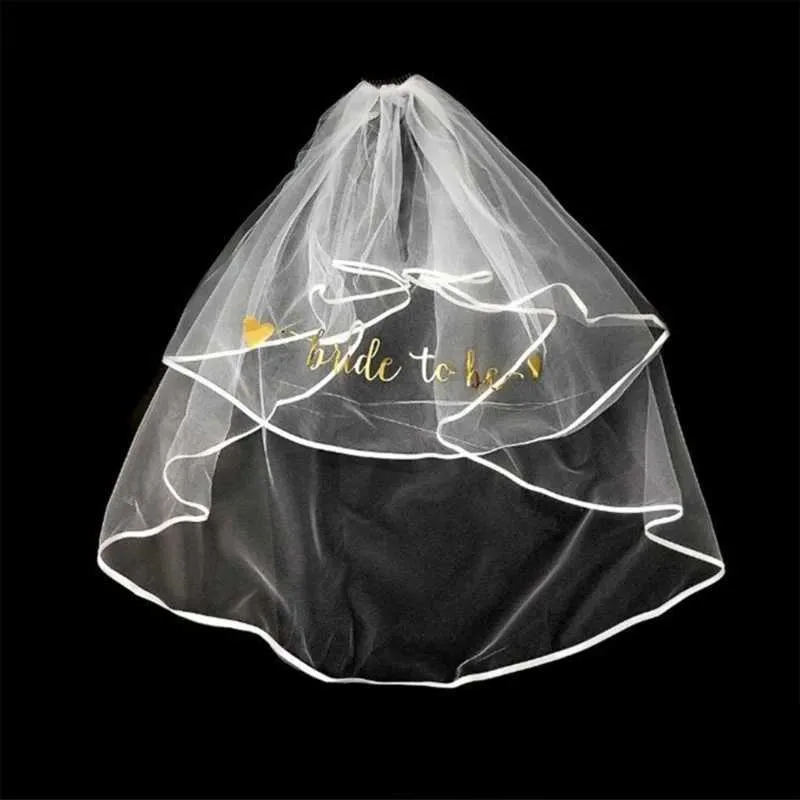 Hair Jewelry Bachelorette Party For Bridal Shower Bride To- Be with Comb Short Wedding Veil_voghion.com