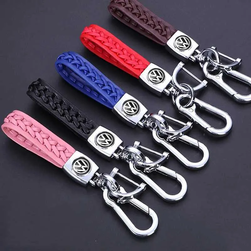 Car Stickers Metal Hand Braided Rope Car Keychain Holder for VW Golf 5 6 7 Polo Passat Jetta Tiguan CC Scirocco Lavida Santana Accessories T240513