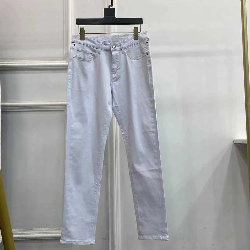 Men's Jeans designer European Spring/summer white jeans for men New Product High end Quality Big Cow Slim Fit Small Feet Long Pants Trendy Youth 1888