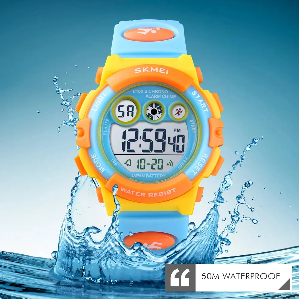 Skmei marka sportowa Dzieci Watch Waterproof LED Digital Kids Watches Luksusowy elektroniczny zegarek dla dzieci dla dzieci Prezenty dla dziewcząt 240514
