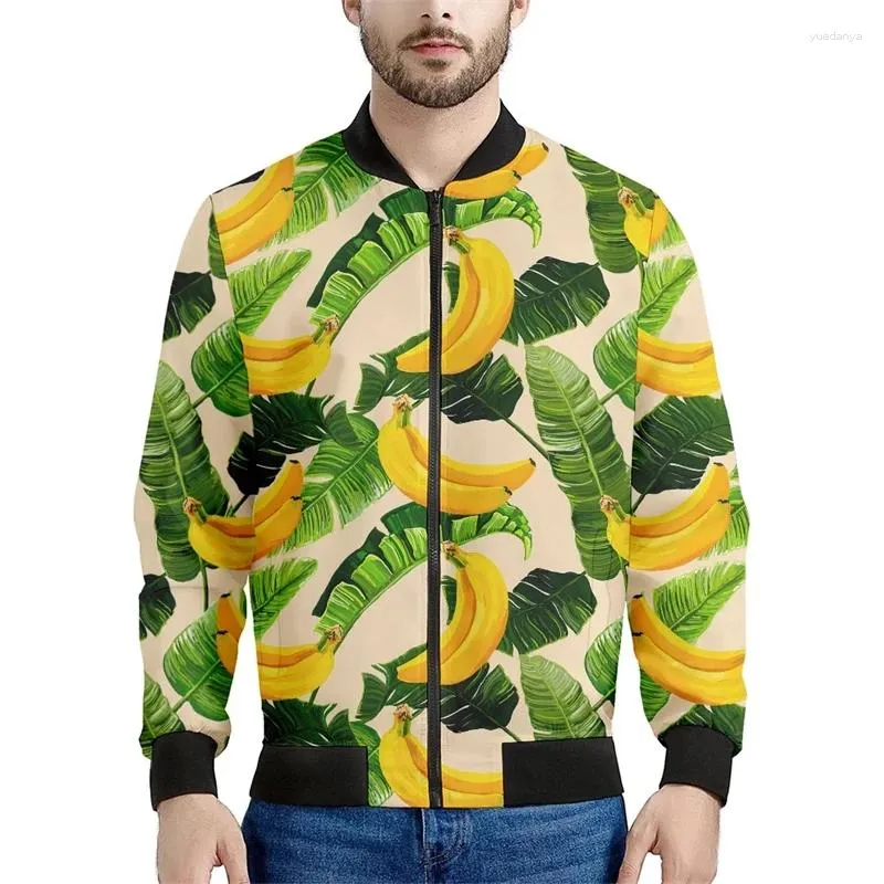 Vestes pour hommes fleur hawaïenne Veste à glissière hommes 3d Plantes tropiques imprimées motif de bombardiers