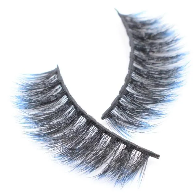 Gradientblå naturliga falska ögonfransar falska fransar lång smink 3D mink fransar förlängningsögonfransmink ögonfransar för skönhet1883894