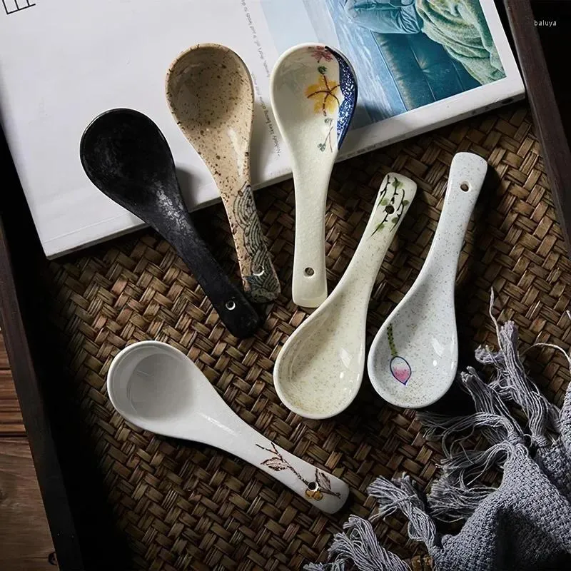 Cuillères Bone China Spoon Dingeware Service en céramique Dîner de ladle Dipper Porcelaine Ustensile Scoop Table Varelle Mémale