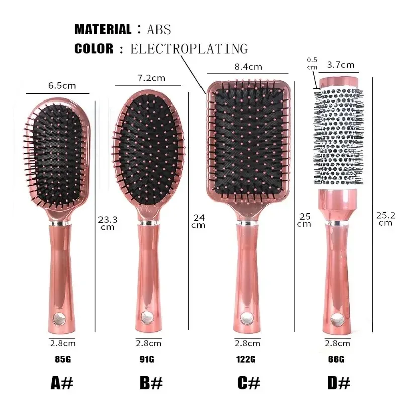 4 No Logo Salon Curly Hair Massage Smooth Combs ABS Men's and Women's Anti Static Beauty