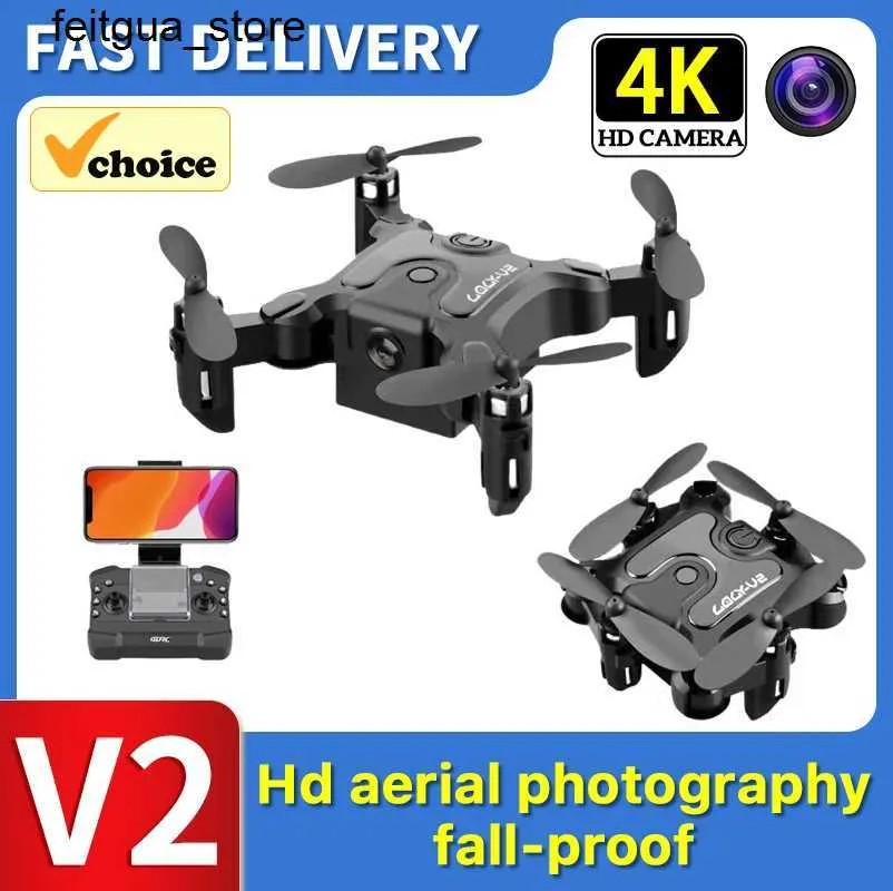 Drones V2 Folding 4K Mini Drone WIFI Remote Control Drone FPV Aircraft Aerial Photography Fixed Height Four Helicopter S24513