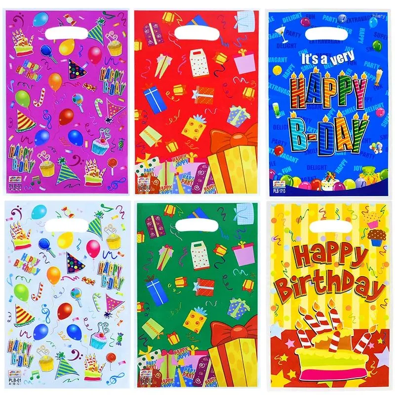 Wrap regalo 10/20 pezzi di plastica stampato di buon compleanno sacchetti per biscotti caramelle per imballaggio per bambini bomboniere