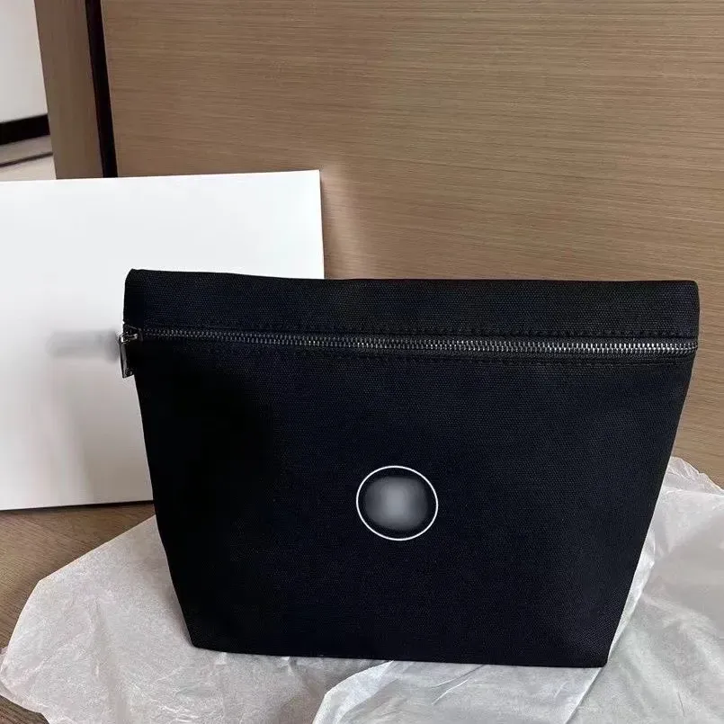 Designer Black Canvas Instagram Logo Classic Logo Makeup Bag de grande capacidade Bolsa de armazenamento Bolsa de vaso sanitário portátil