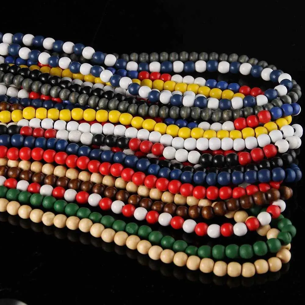 Collane di perline di perline Collana per perle in legno hip hop per maschili a catena in legno a catena lunga accessori per i regali da uomo D240514