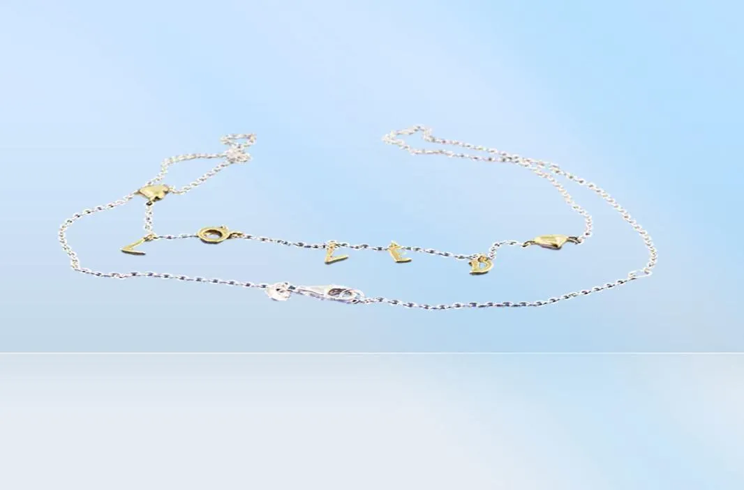 Neue 925 Sterling Silber Halskette Shine LIEBT SCRIPT Collier Halskette für Frauen Hochzeit Geschenk Europa DIY Juwely4649691