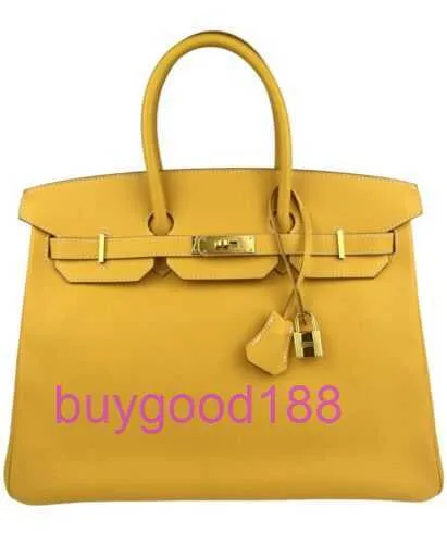 Aabirdkin Disdicate Luxury Designer Totes Sac 35 Candy Yellow Gris Gary Epsom Leather Gold Hardware pour le sac à main pour femmes Sac à bandoulière