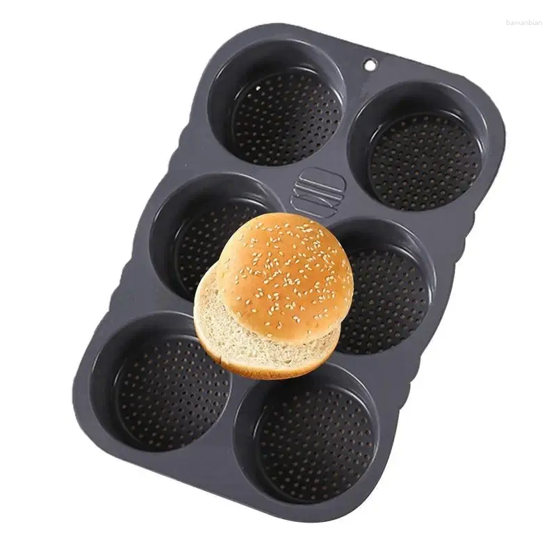 Moldes de cozimento Burger Bun Pan 4/6 Cavidade Bread Mold Flexível e reutilizável Pains de top para inglês