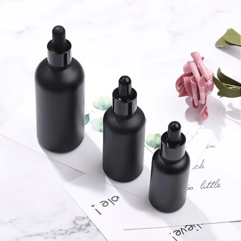 Matte Black Cosmetic Essential Oil Packaging Dropper Bottles 30ml 50ml 100ml Mghcx Ajrfr