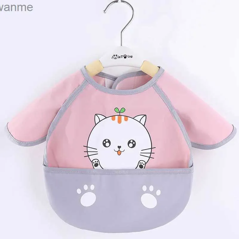 Śliniaki Burp Znane Śliczne kreskówki Baby BIB z regulowanym wzorem zwierząt wodoodpornym śliną ślinę śliną długie rękawowe fartuch ślinowy