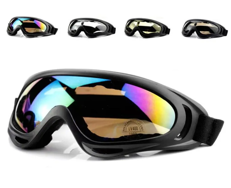 X400 UV Bike Tactical Goggles Ski Skiing Glases Sunglasses Sunproof à prova de poeira com cinta elástica Eyewear A3656648572