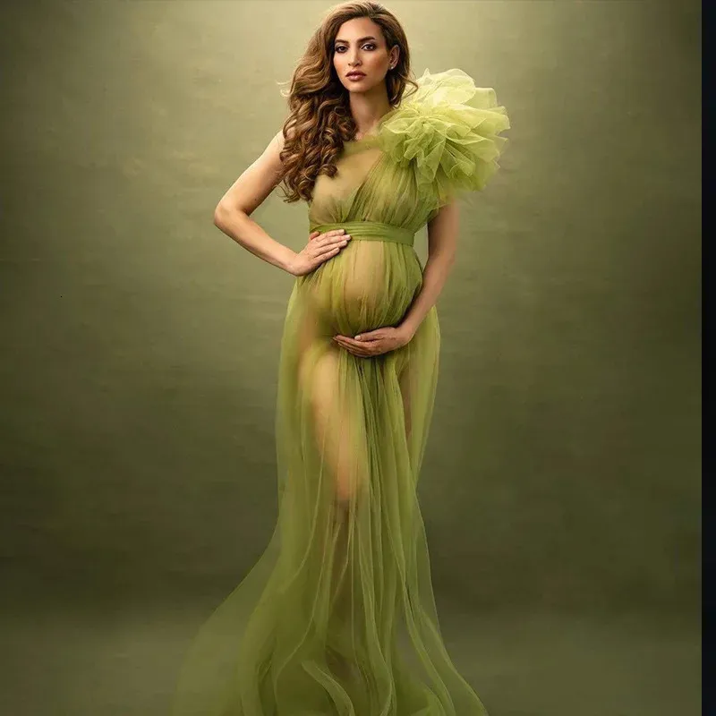 Voir à travers la maternité sexy Robes de Poshoot One épaule Pathéraire enceinte