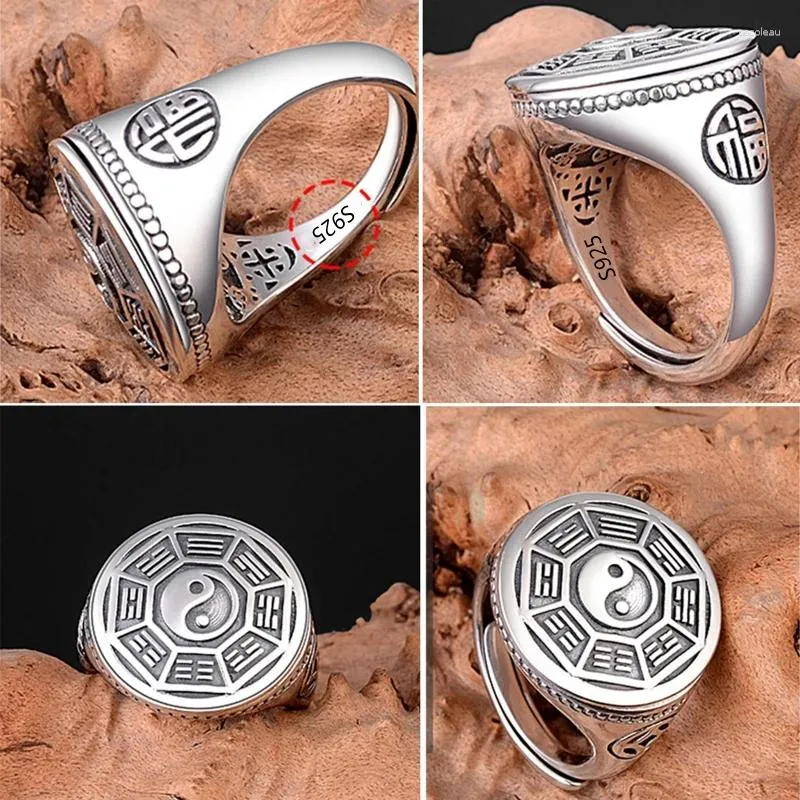 Bonnes de cluster pour Chi Bagua Retro Ring Band Donny Vintage Unique Yin Yang Jew