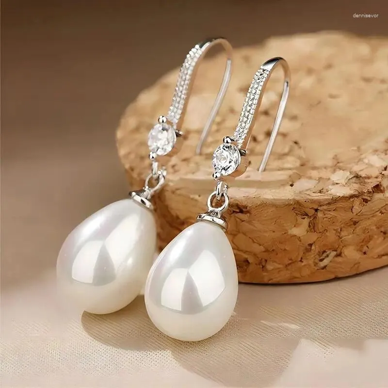 Dangle Ohrringe Mode Wassertropfen Perlen Zirkon für Frauen Brautjungfer Hochzeit Schmuck