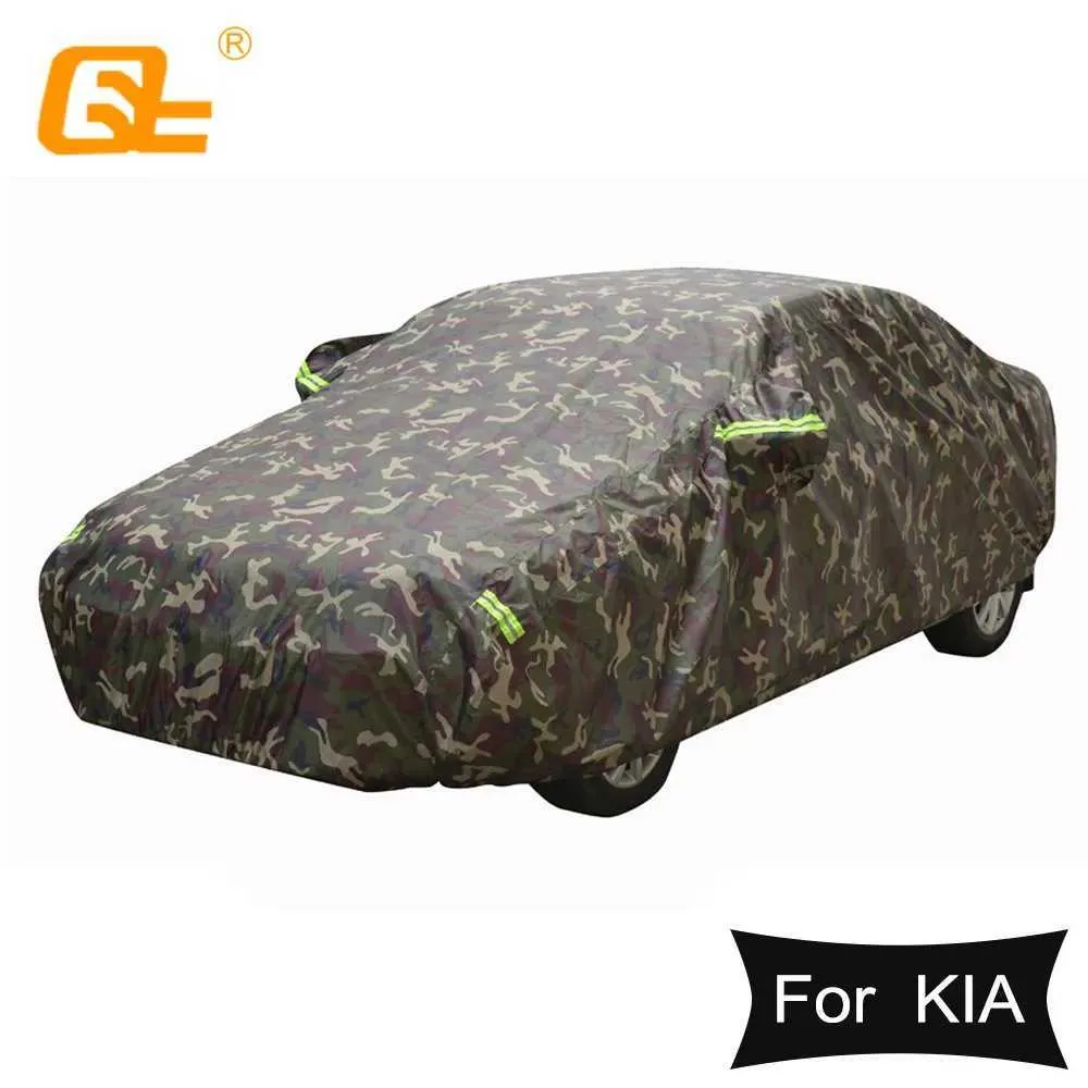 Couvertures de voitures Oxford Tissu d'hiver Covers de voitures extérieures imperméables Sun Sun Rain Snow Protection Camouflage pour Kia Soul Cerato Sorento K2 Rio Ceed T240509