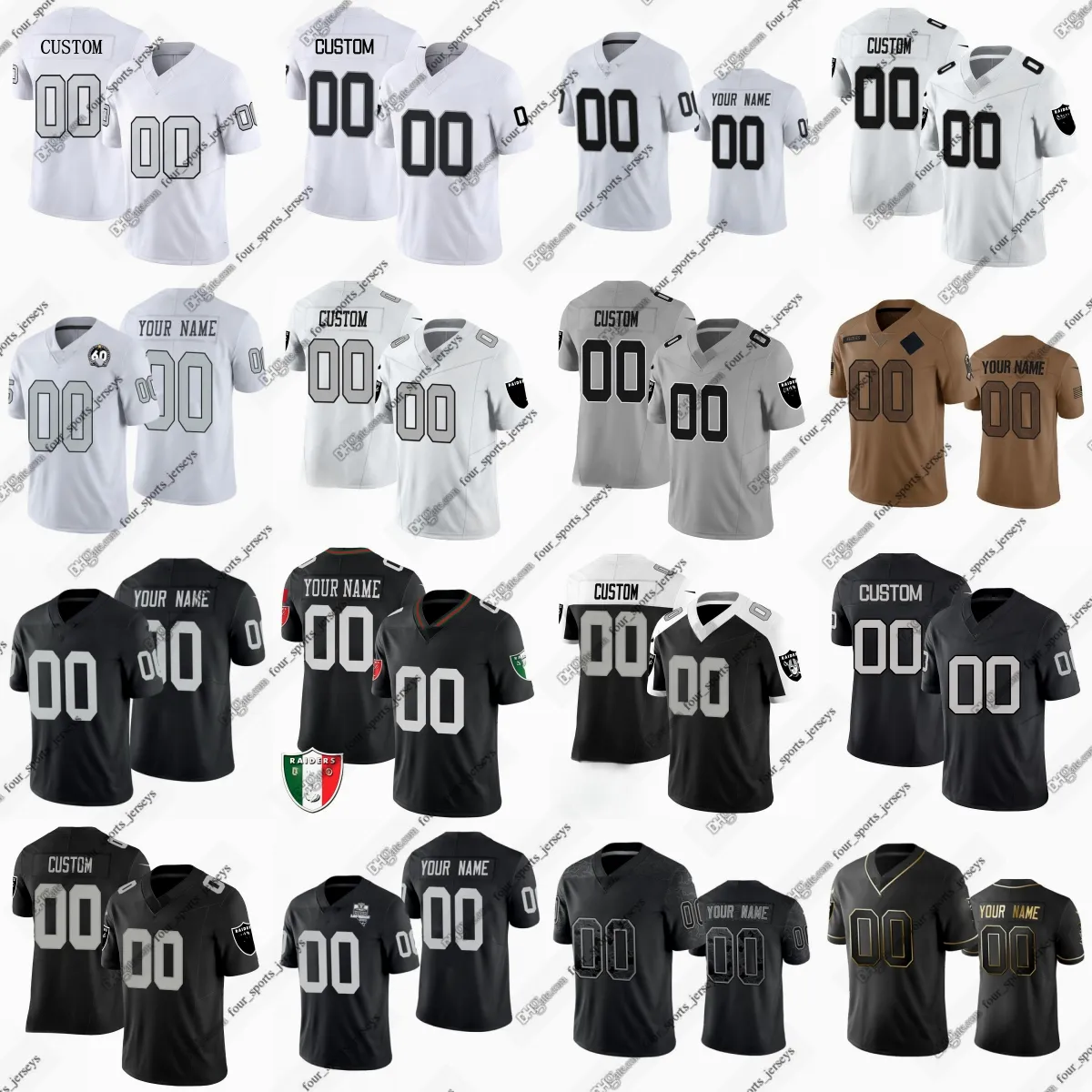 34 Bo Jackson Football Jersey Maxx Crosby Derek Carr Davante Adams Jakobi Meyers Josh Jacobs Darren Waller Marcus Allen Josh Jacobs