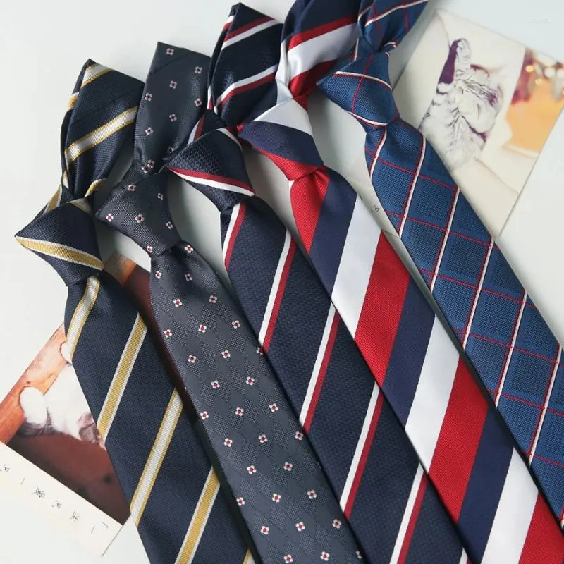 Bow Ties Moda iş dünyası tarzı polyester 6cm dar kravat çizgili ekose kravatlar erkekler için gündelik düğün takım elbise aksesuarları toptan