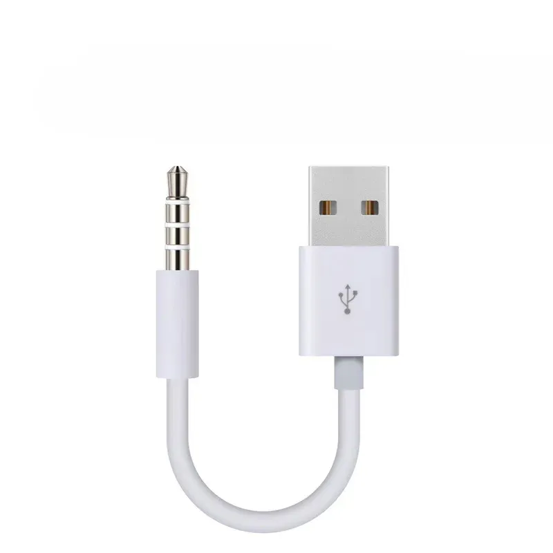 3,5 mm Jack Aux till USB 2.0 Charger Data Sync Audio Adapter Cable för Apple iPod Shuffle 3rd 4th 5th Gen Mp3 MP4 Player Cord