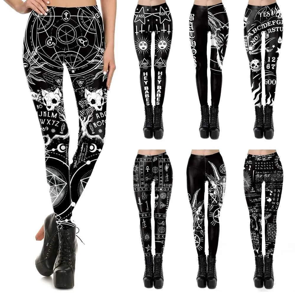 بنطلون نشط VIP Fashion Womens Gothic Long Lengs Sexy Steam Punk Print Printers مرنة خمر سروال قلم رصاص ضيق طول الكاحل Play Bottoml2405