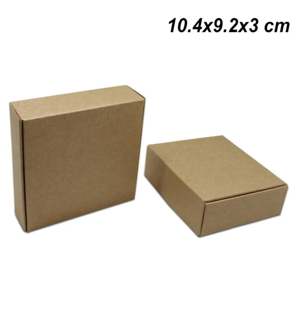 Brown 30pcslot 104x92x3 cm Kraft Paper Wedding Boxes for Ornament Jewelry Wrap Cookie Cardboard Handmade Soap Candy Storage Pac7127990