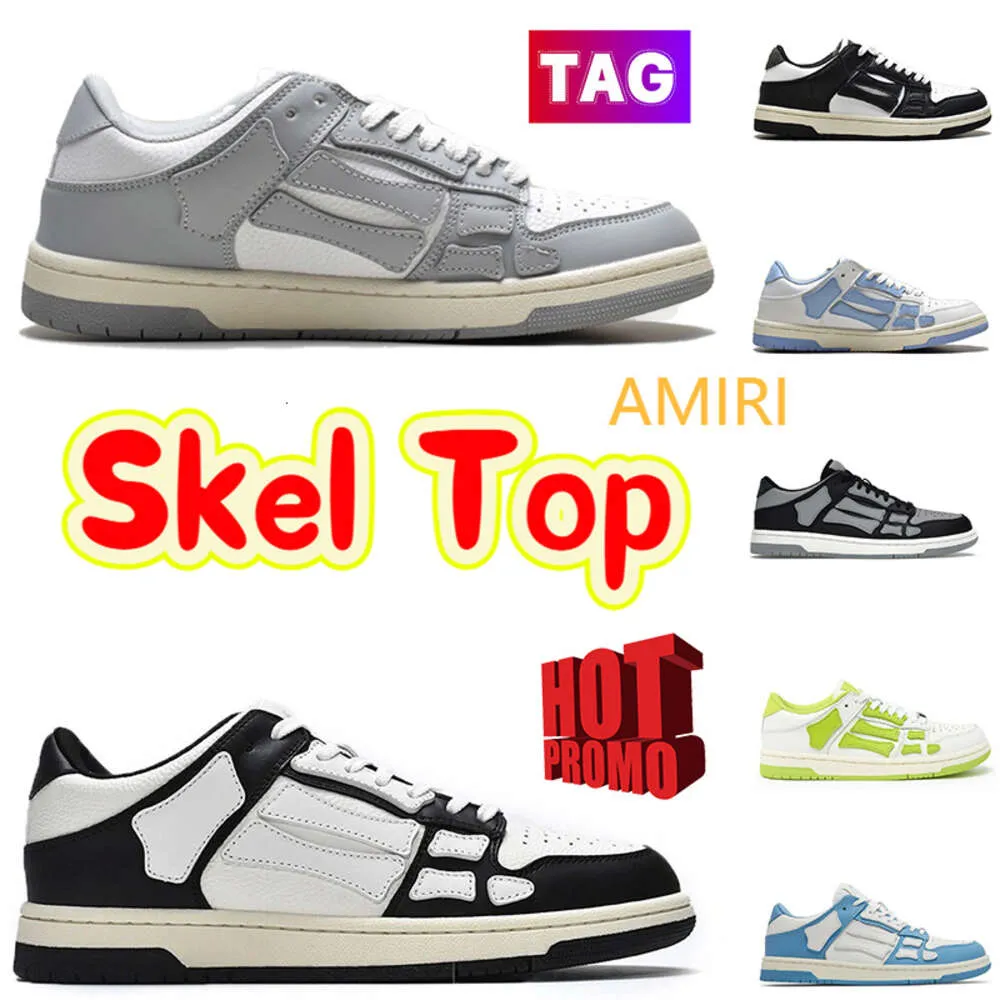 Designer Skel-top Running Chaussures Skel Top Low Low Great Le cuir authentique Triple Blanc Black Black Gris En cuir Squelette Applique supérieure Low Cutter Runner Men Femme Bneakers