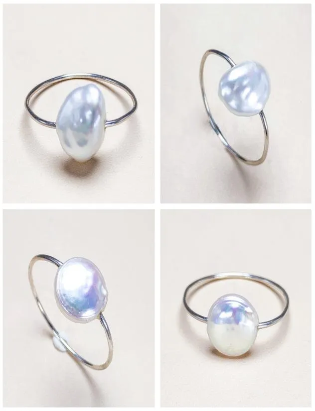 Уникальное барочное жемчужное кольцо 89 -мм пресноводное жемчужное кольцо S925 Серебряное серебряное ювелирное дизайнер для женского свадебного подарка 1PCSLO1364397