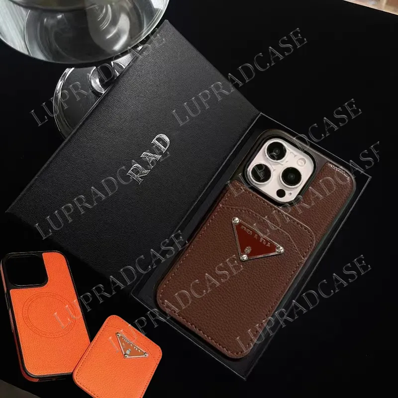 Designer iPhone Phone Case 15 14 Pro Max Magsafe Skórzowa torebka karta Wysoka jakość 18 17 16 15pro 14pro 13 12 Samsung S22 S23 S24 S25 S26 Ultra Plus z logo Box LC