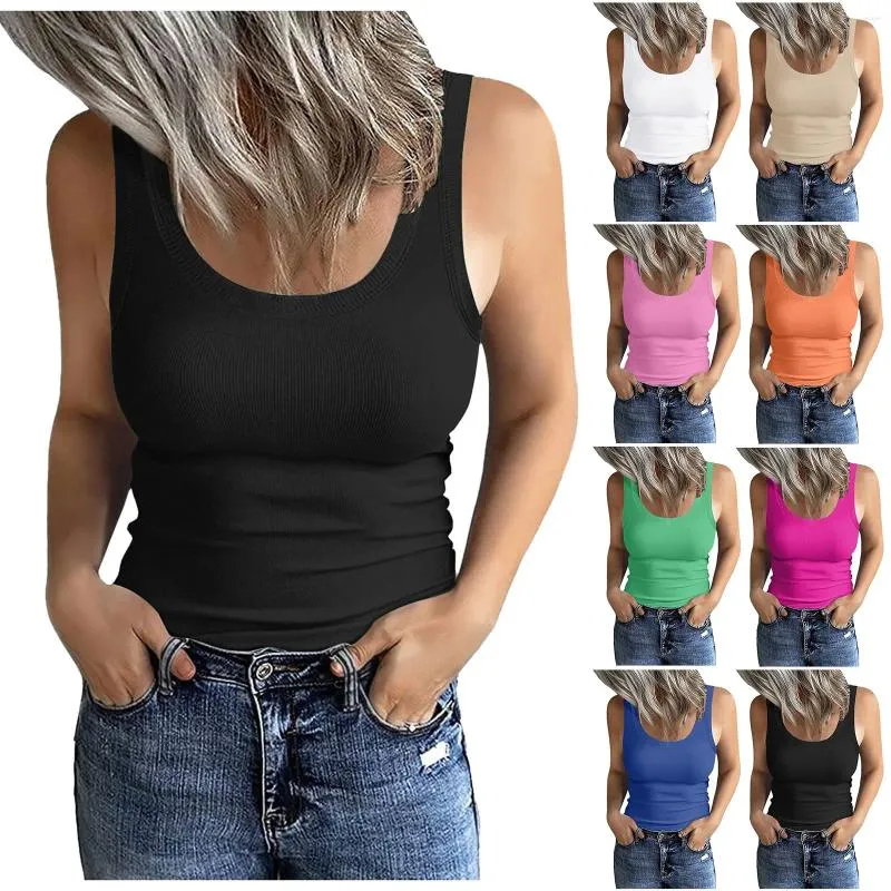 Camisoles Tanks Gilet Slim Fit pour femmes 2024 Scoop Scoop Nou sans manches coulins coulé