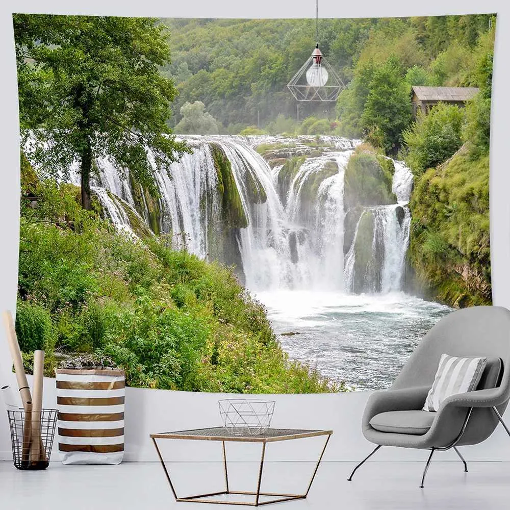 Tapices aislados Forest Imtore Waterfall Home Room Art Deco Tapestry Bohemian Decorative