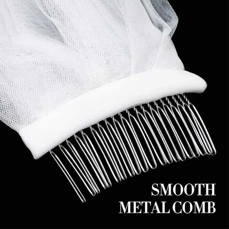 Bijoux de cheveux Élégant voile de mariage en dentelle peigne cadeau de demoiselles d'honneur de mariée applique avec diadème beige diamant_voghion.com