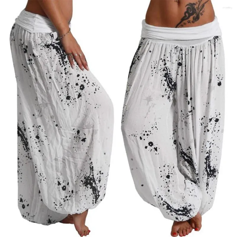 Kvinnor Pants Summer Boho Floral Print Yoga For Women Elastic Wide Waitband Loose Leg Trousers Lady Plus Size Baggy Sweatpants