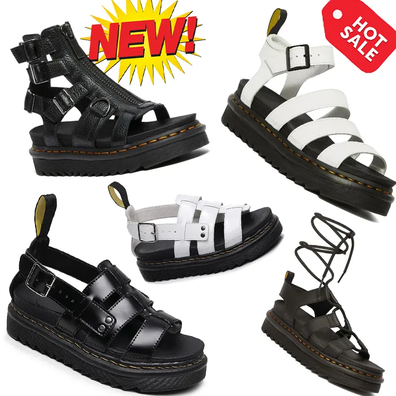 Tasarımcı Marteens Sandals Lüks Kadın Erkekler Slide Sliders Üçlü Black Beyaz Patent Deri Slide Erkek Kadın Açık Mekan Ayakkabıları Dr Marteens Sandal Boyutu 35-45