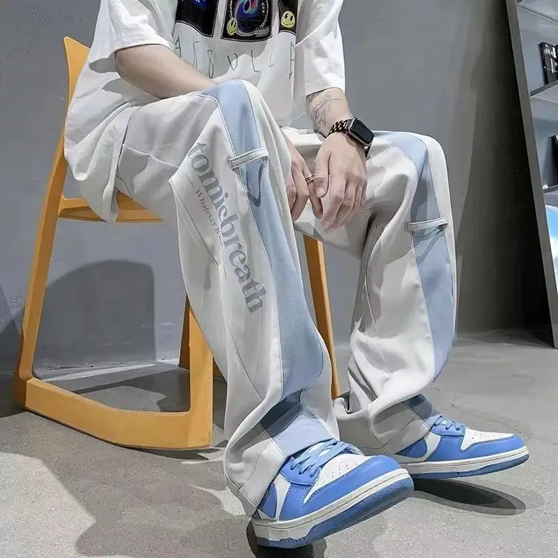 Hip-hop Sweatpants for Men Wide Leg Trousers Y2k Casual Track Plain Fashion Cotton Harajuku Goth Male Sweat Pants 240430