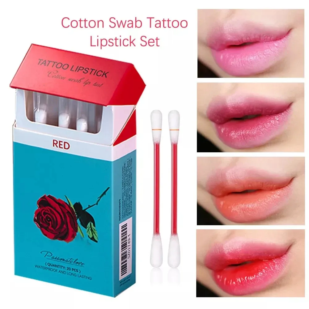 20pcs Zigaretten-Baumwoll-Trieblippenstift Tattoo Lipstick Nicht-Stick langlebig, wasserdicht und kussdicht